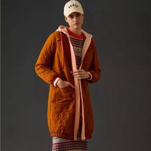 Anthropologie Quilted Hooded Coat